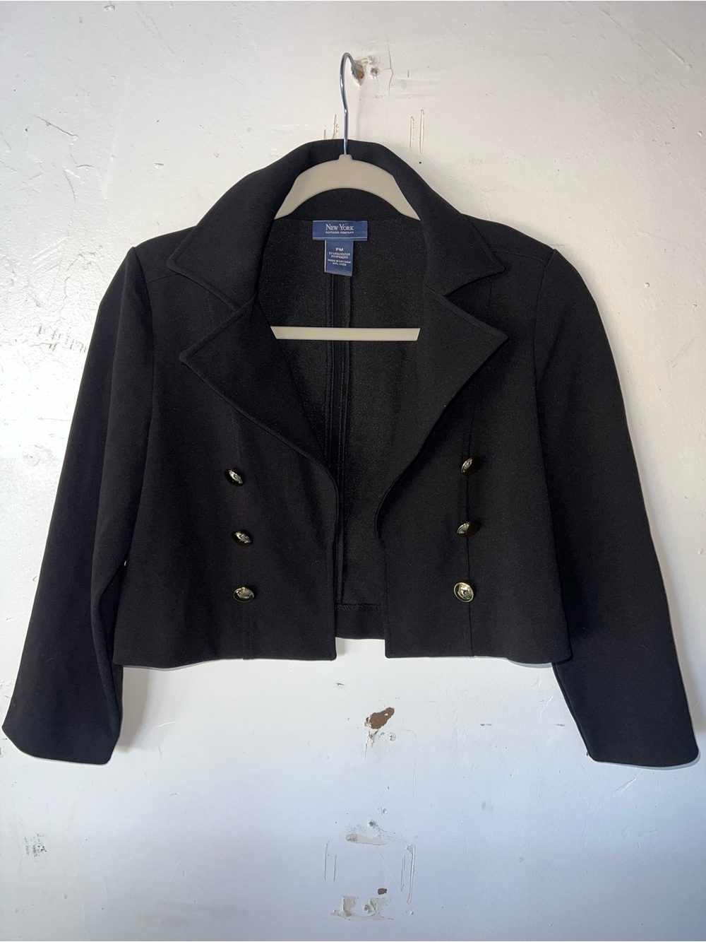 New York & Company Black Cropped Double-Breasted Blazer
